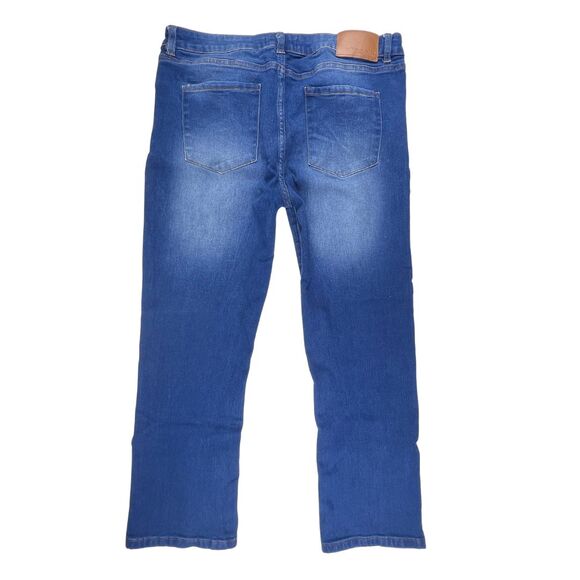 Tahari Natalie Jeans Size 14/32 Dark Wash Denim Mid Rise MiniBoot Timeless Pants - Picture 2 of 10